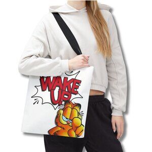 Garfield “Wake Up” 3D Tote Bag (WHITE)| Cute Cartoon Everyday Bag 👜